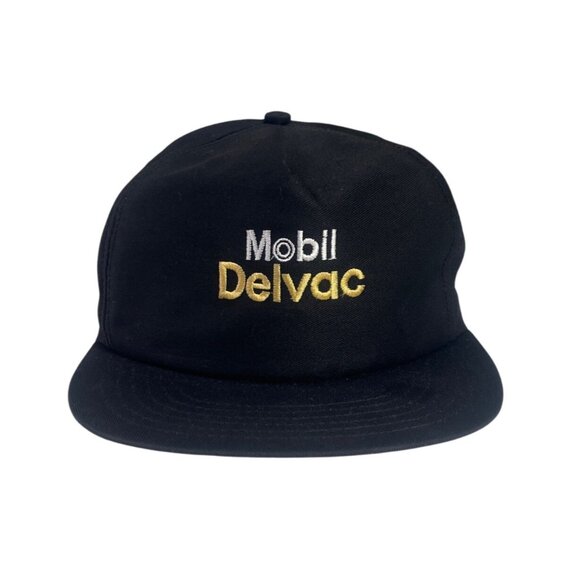 Mobil Delvac Adjustable Baseball Hat Black Embroidered Logo Strap Back Cap - Picture 1 of 7